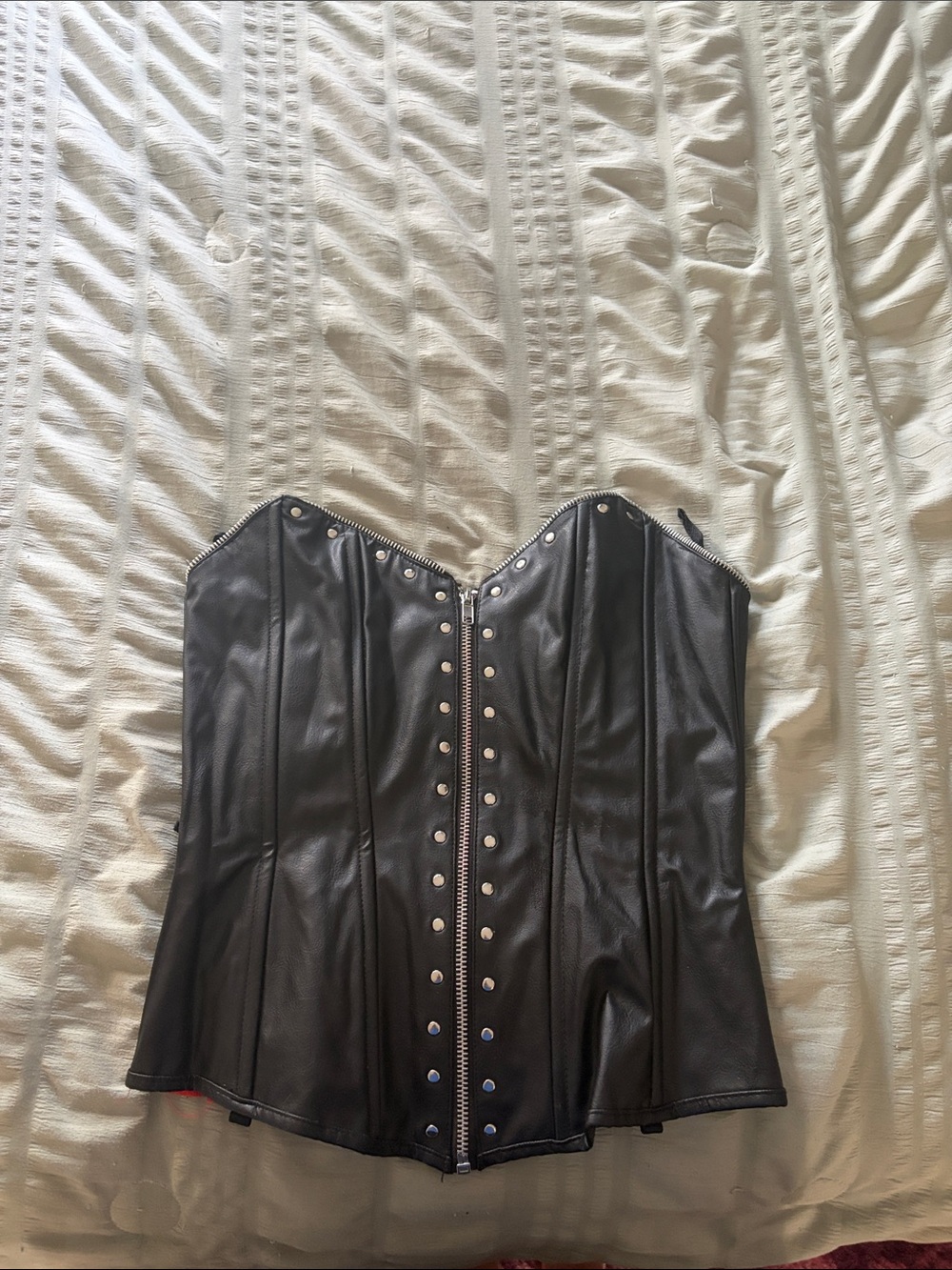 Faux Leather Black Strapless Corset Jacket